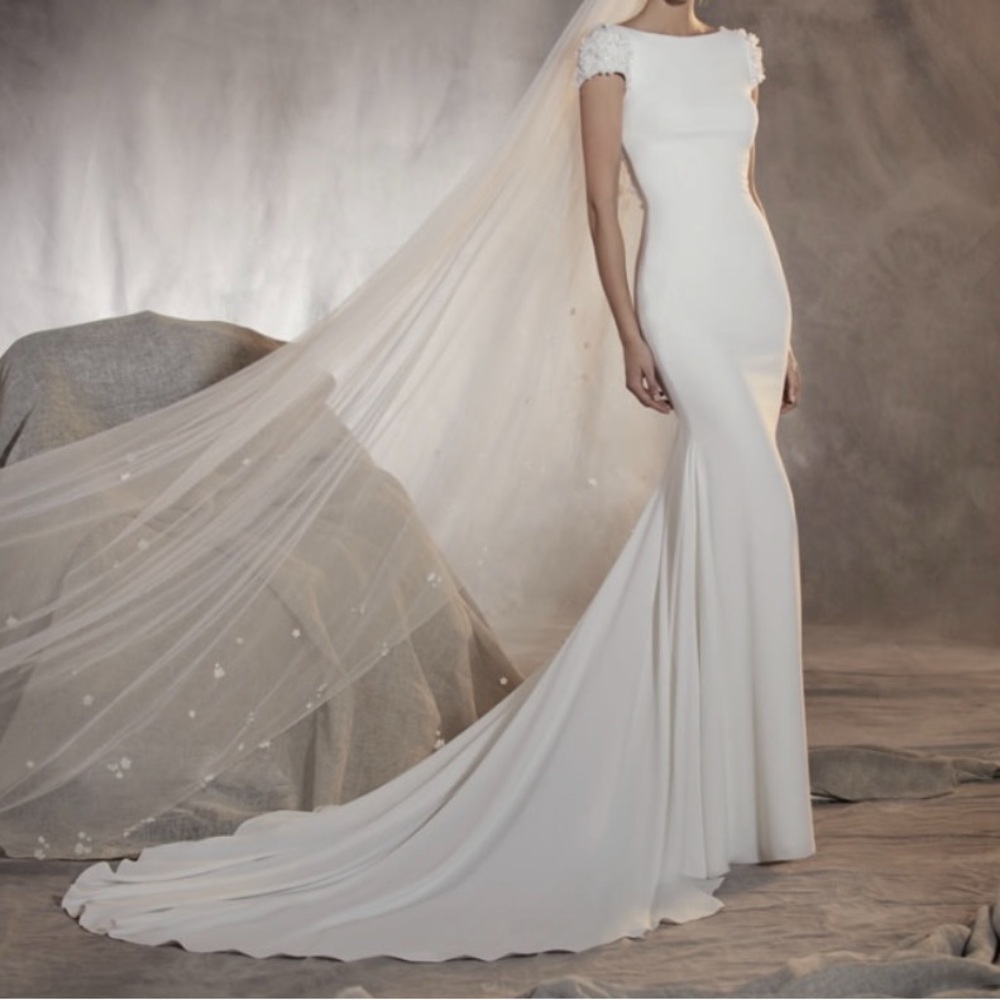 Pronovias Agua White Wedding Gown with Train